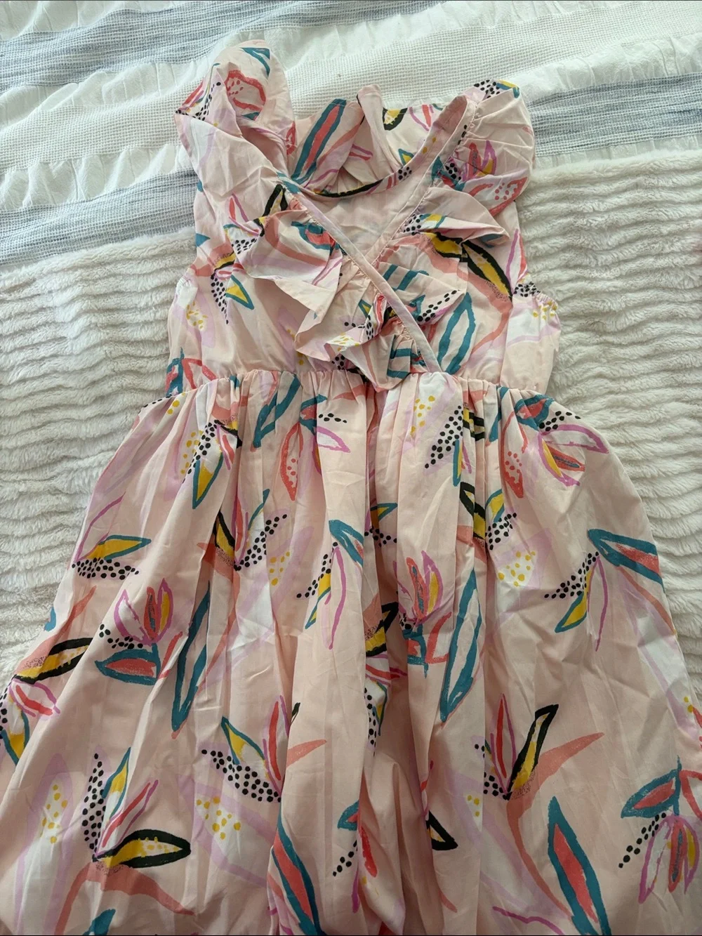 Tea Collection Pink Floral Ruffle Sundress